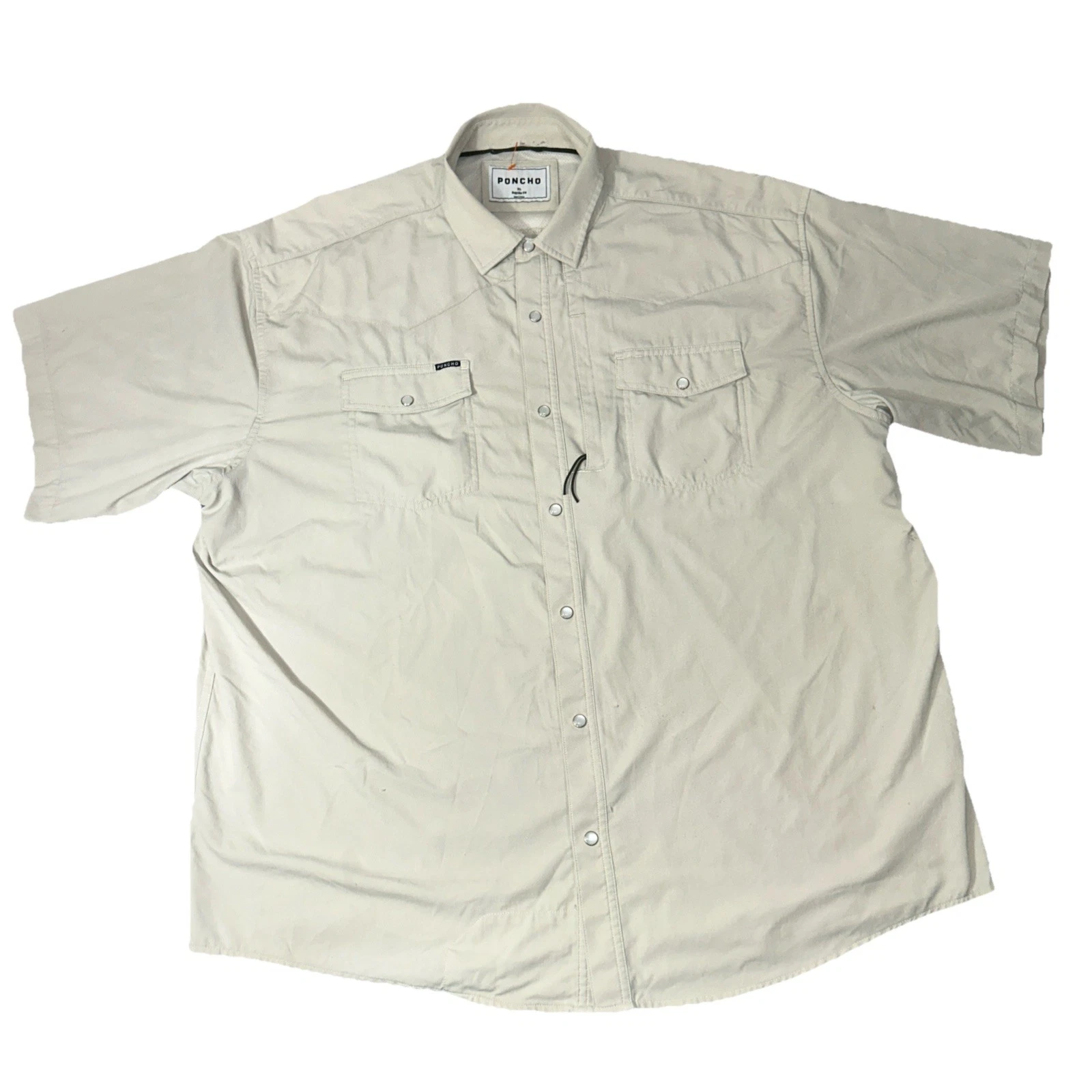 Poncho The Sabine Shirt Mens XL Beige Pearl Snap Regular Fit Performance Stretch
Opens in a new wind