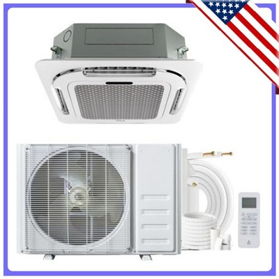 18000 BTU Ceiling Cassette Mini Split Air Conditioner Ductless Cooling & Heating