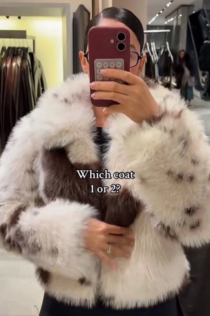 ZARA WOMAN FW25 SHORT ANIMAL PRINT FAUX FUR COAT S 4344/803/017