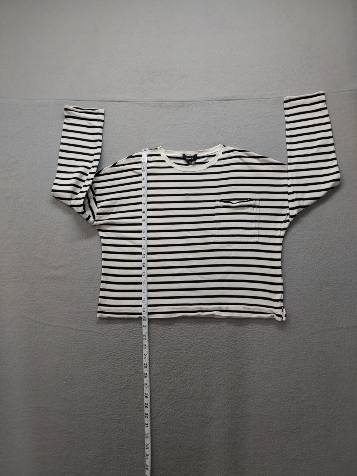 Me And Em Women Tops 6 Black White Striped 100percent Cotton Pocket Casual Short Shirt image 8