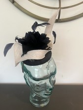 Navy and white pillbox fascinator New