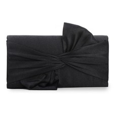 Black Satin Clutch Purse for Women, Formal Bow Evening Bag for Wedding Prom