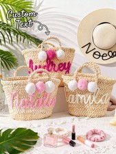 Personalized Woven Bridesmaid Bag, Bachelorette Party Tote, Custom Handled Gift