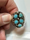 Vintage Native American Sterling Silver 5 Stone Turquoise Ring Size 11