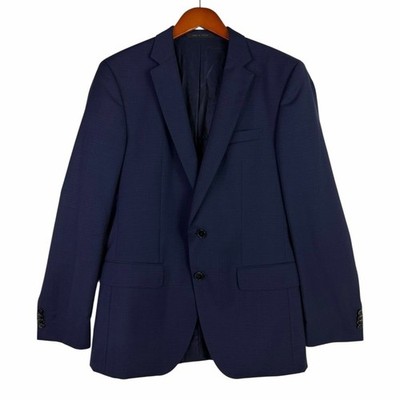 HUGO BOSS Huge4/Genius3 Navy Blue Micro-Check Virgin Wool Sports