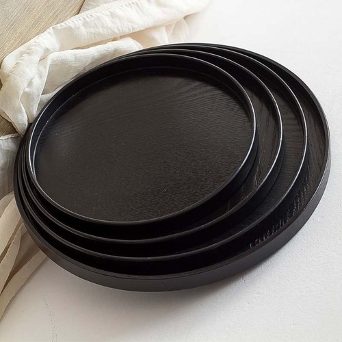 Wood Serving Tray Round Food Plate Kitchen Accessories Tea Tray Hotel - Picture 9 of 16