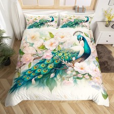 Peacock Comforter Cover Queen Size for Boys Girls, Kids Peacock Bedding Set A...