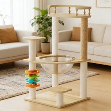 32.2" Modern Cat Tower Wood Cat Tree Condo with Scratching Posts for Indoor Cats