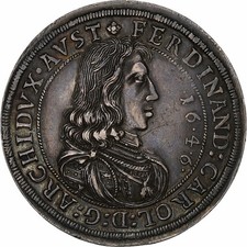[#1288584] County of Tyrol, Ferdinand Charles, Thaler, 1646, Hall, Silver, AU