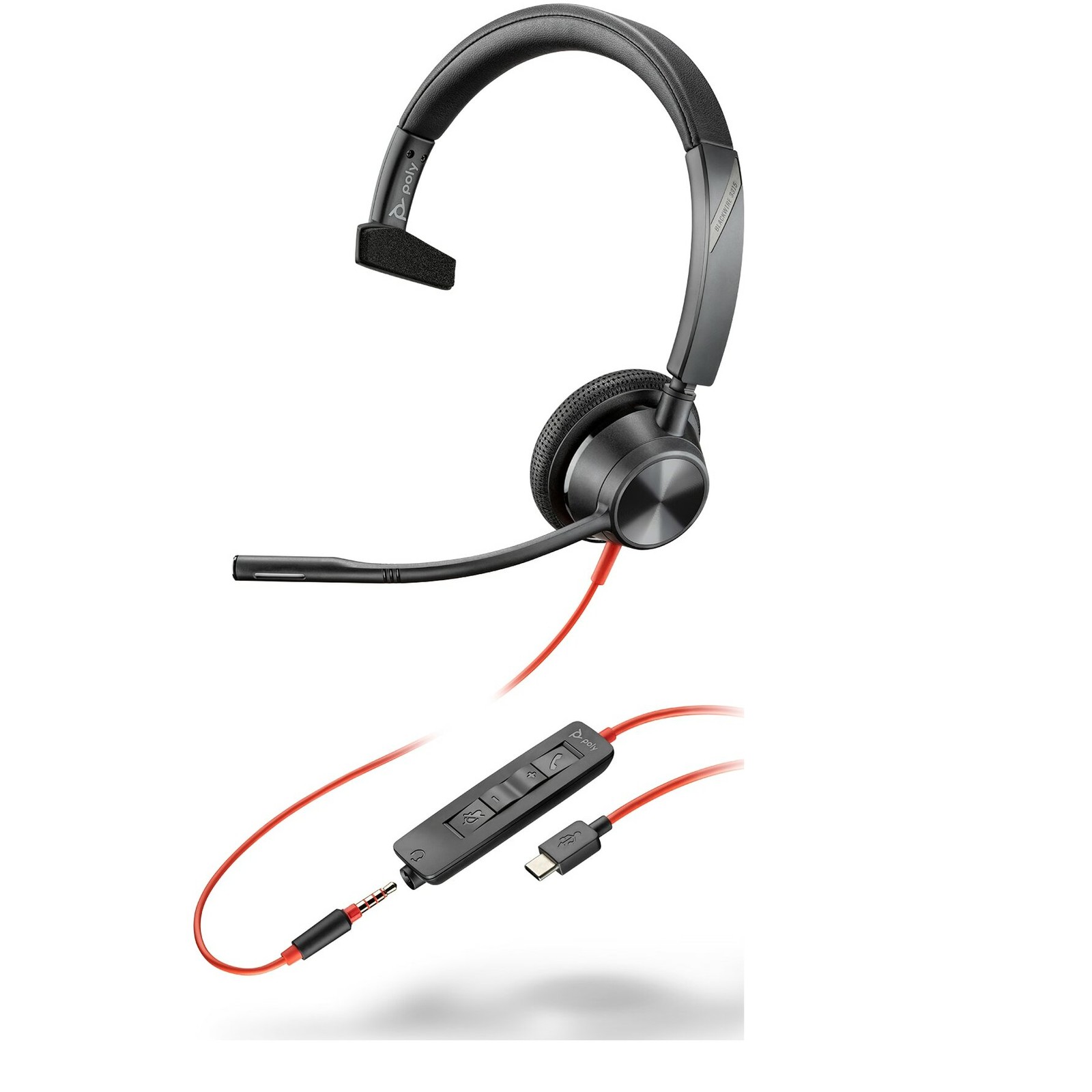 HP cuffie monaurali Blackwire 3315 USB-C e 3,5 mm, Nero