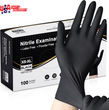 Nitrile Exam Gloves, Black Latex Free Powder Free Disposable Gloves for Medical,