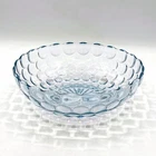 Anchor Hocking Light Bubble Blue Aqua Glass 8" Serving Bowl Vintage 1940s Decor