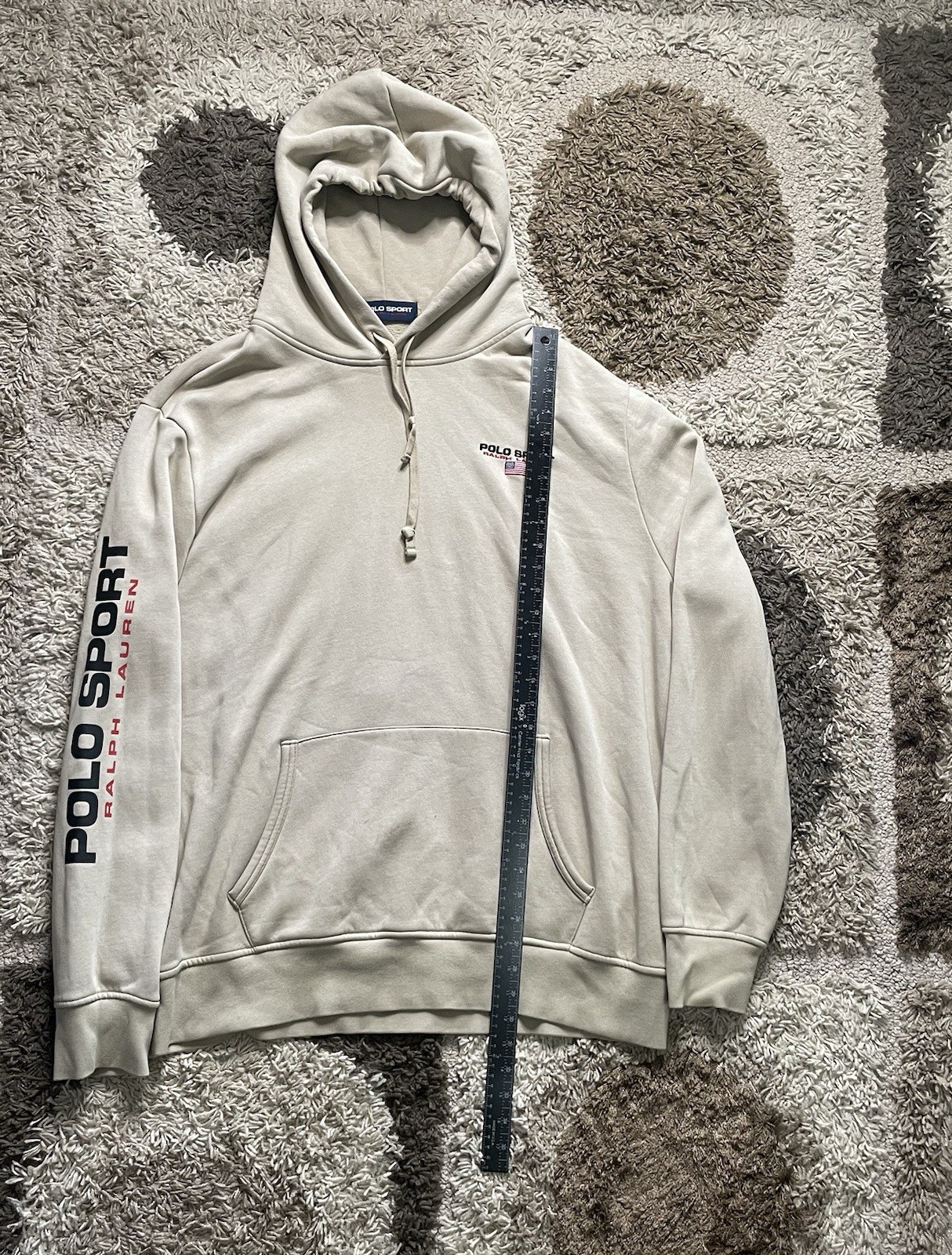 PONY Polo Ralph Lauren RL Polo Sport Felpa Full Zip Felpa con Cappuccio Uomo 2XL Cachi