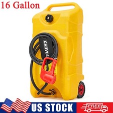 16 Gallon Fuel Caddy Portable Gas Fuel Tank On-Wheels w/ Manual Pump 10FT Hose