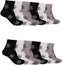 12 Pairs Men's Ankle Quarter Athletic Cotton Low Cut Socks Size 9-11,10-13