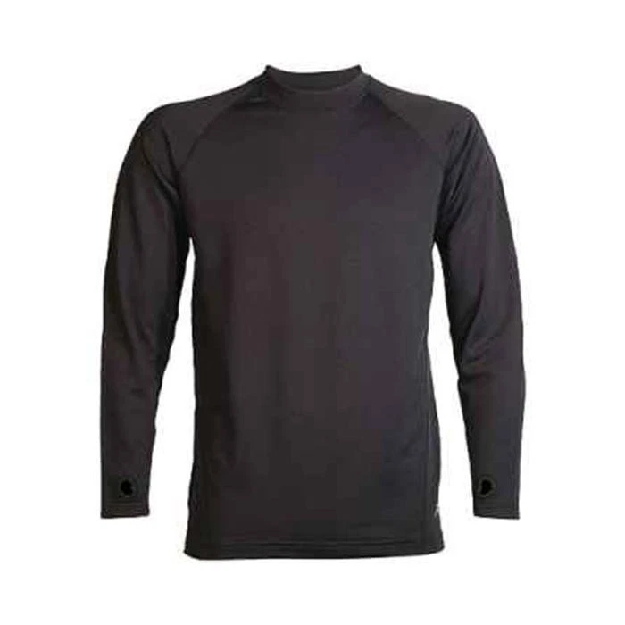 TERRAM Polypropylene Men's Crew Thermal Base Layer Top Large Black
