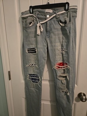 Lakenzie Blue Patchwork Jeans, XL  36 X 30  (L31)