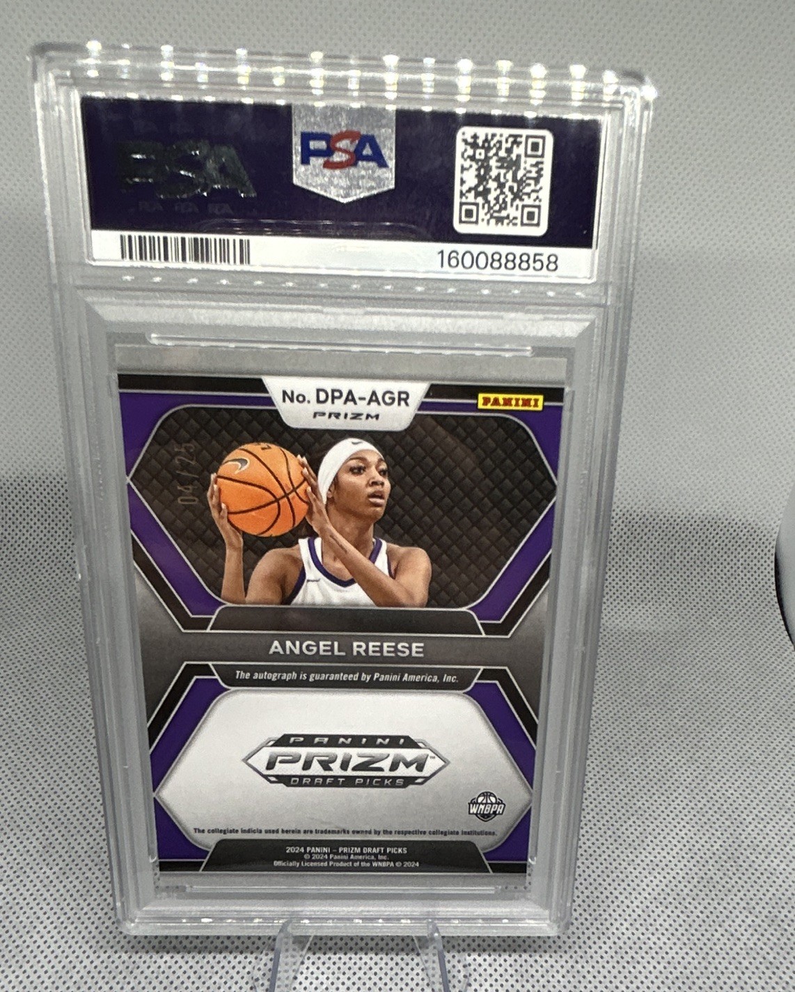 Panini 2024-25 Prizm Draft Picks Angel Reese RC Auto Mojo #DPA-AGR /25 PSA 9 view 2