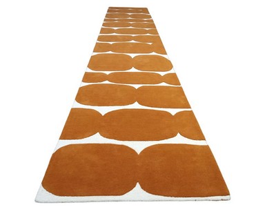 Hand-Tufted Wool Runner Rug, Amber Geometric Design Handmade Area Carpet Rug
