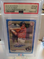 COLIN BARBER 2020 BOWMAN 1ST BOWMAN BLUE AUTO CARD #PA-CB 80/150
