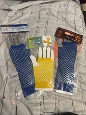 Neon Fishnet Fingerless Gloves Set - Multi-Color 3 Pack New In Package Halloween