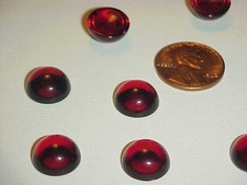 24 VINTAGE RUBY ACRYLIC ROUND 12mm. SMOOTH DOME CABOCHONS D259