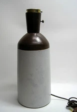 Martz Marshall Studios MCM Ceramic Table Lamp Signed Two Tone White Brown Matte