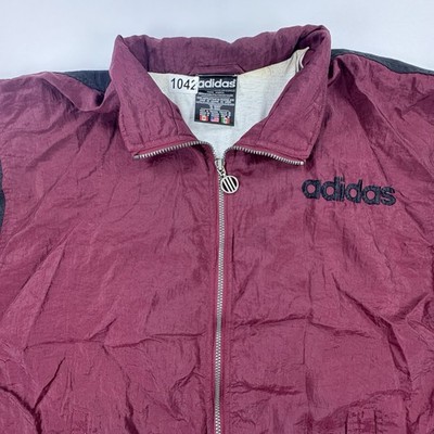 Adidas Vintage Track Jacket Mens Med Burgundy Black Full Zip