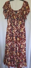 Torrid Womens Maroon Floral Challis Maxi Dress Size 2 Feminine Boho Garden Party
