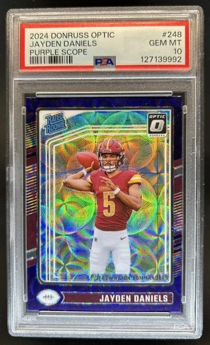 2024 Panini Donruss Optic Jayden Daniels Purple Scope Rated Rookie #248 PSA 10