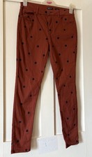 New Tu Cinnamon Brown Polka Dot Stretch Denim Mid Rise Skinny Jeans UK12 L28"