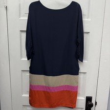 Women’s Colorblock Shift Dress Eliza J Size 6 Navy Beige Pink Orange