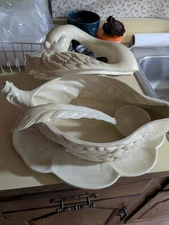 Vintage Ceramic / SWAN / SOUP TUREEN / FEATHER LADLE / Excellent!
