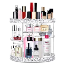 360 Rotating Makeup Organizer Perfume Organizer with 8 Adjustable Layer Clear Co