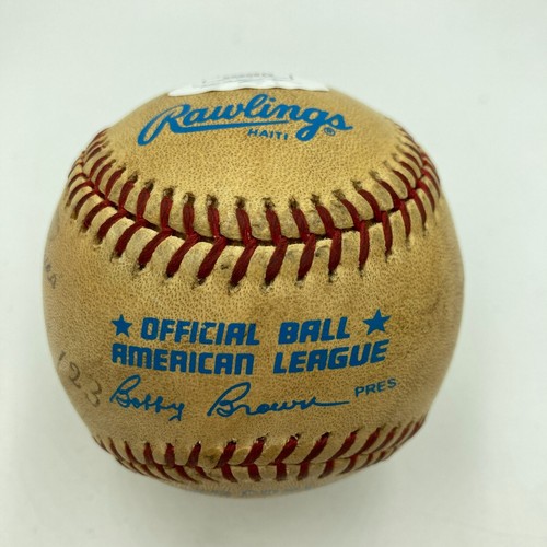 Jim Rice Dwight Evans Armas 1984 Red Sox Outfield Signed Game Used Baseball JSA - Picture 5 of 7