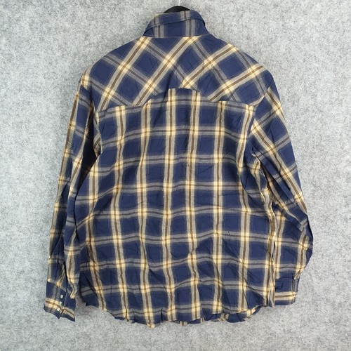 Wrangler Wrancher Shirt Mens Large Blue Plaid Pearl Snap Long Sleeve 10845 - Picture 10 of 11