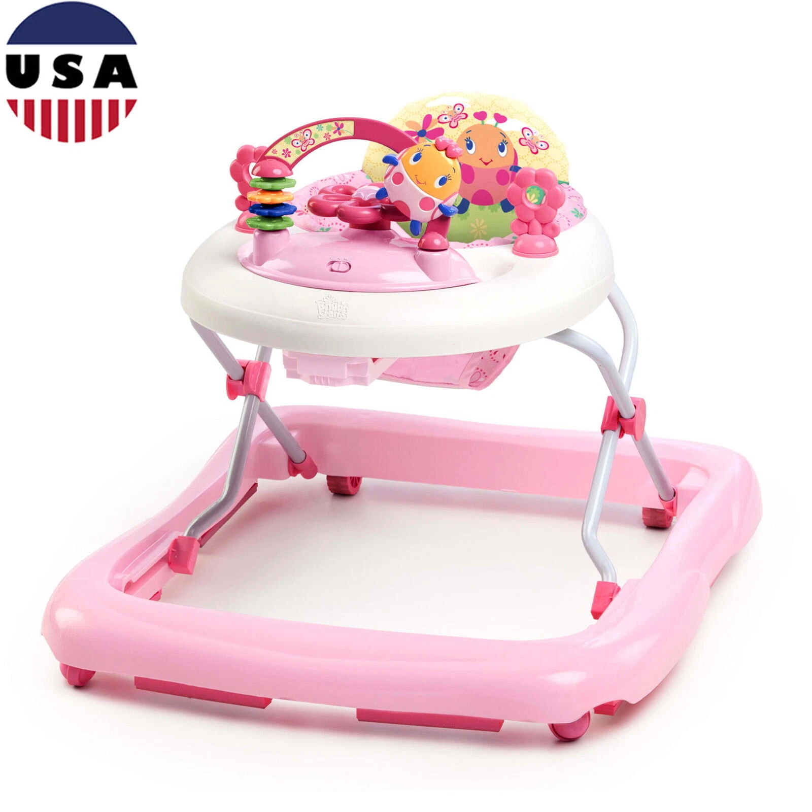 Baby Walker Activity Station 3 Height Positions Electronic Toy Pink 6-12 Months