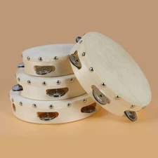 4/6/7/8/10inch Single Row Tambourine Sheepskin Tambourine Wooden Handheld Drum