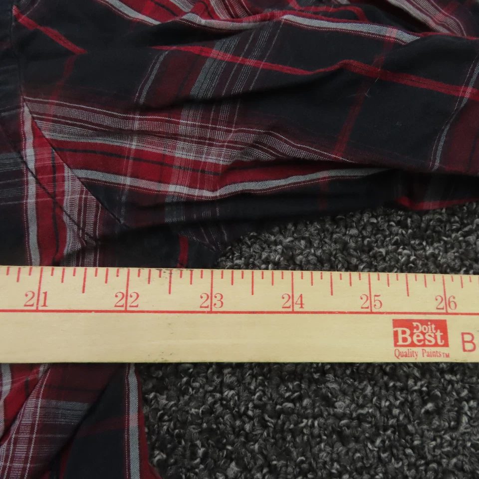 Decree Shirt Adult Large Black & Red Plaid Snap Button Up Western Mens - Image 3 of 4