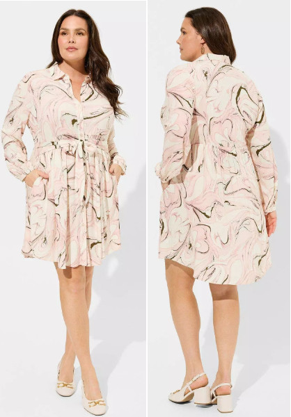 Torrid Rayon Slub Button Down Mini Shirtdress Mar… - image 1