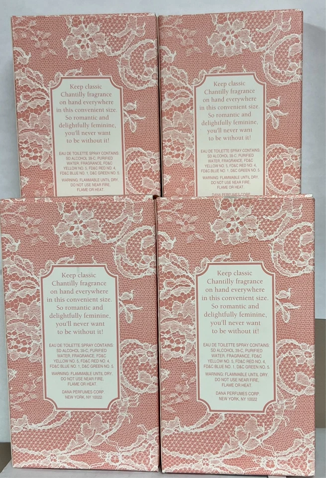 4 bottles Chantilly by Dana Eau de Toilette Spray 0.375 fl oz please read below - Image 3 of 4