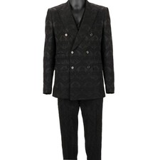 DOLCE & GABBANA Veste Tuxedo Jacquard Fleurs Noire 48 38 M 12728