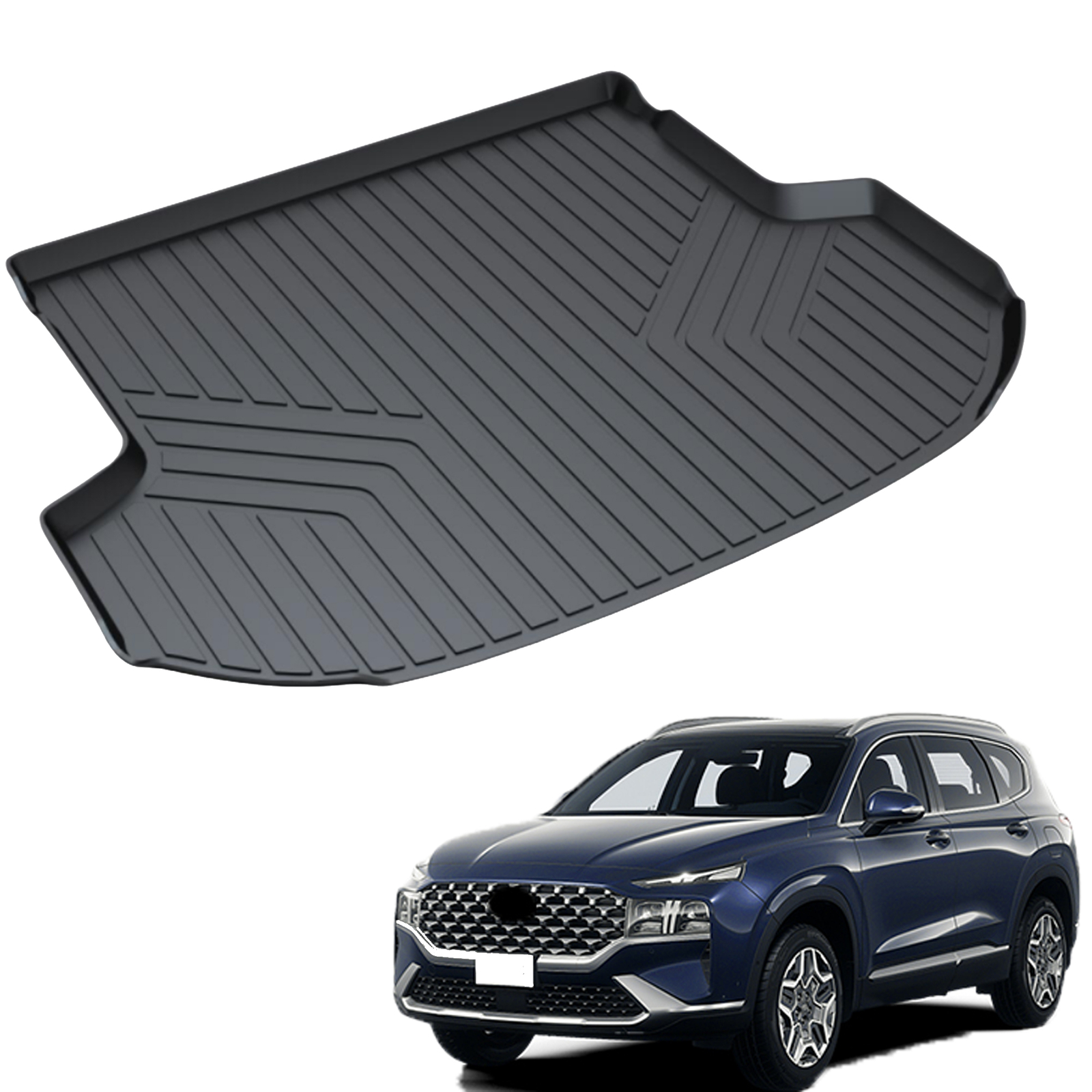 Black Rear Trunk Liner Floor Cover Mat fit for 2021-2023 Hyundai Santa Fe 5 seat