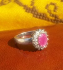 925 Women's Ruby SILVER RING SOLITAIRE SEAL