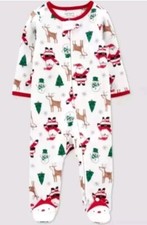 Carter's Just One You Size 3 Months Baby Santa Christmas Fleece Footed Pajamas