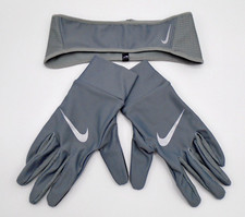 Nike Women's Essential Running Headband  Glove Set Womens M/L Smoke Grey