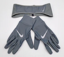 Nike Women's Essential Running Headband & Glove Set Womens M/L Smoke Grey