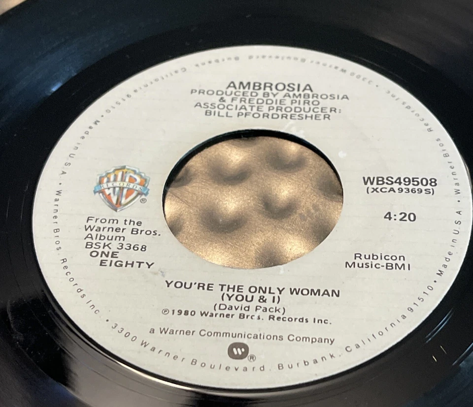 AMBROSIA - You're The Only Woman / Shape I'm In - 45 Warner - 1980 WBS49508 Foto 3 de 3