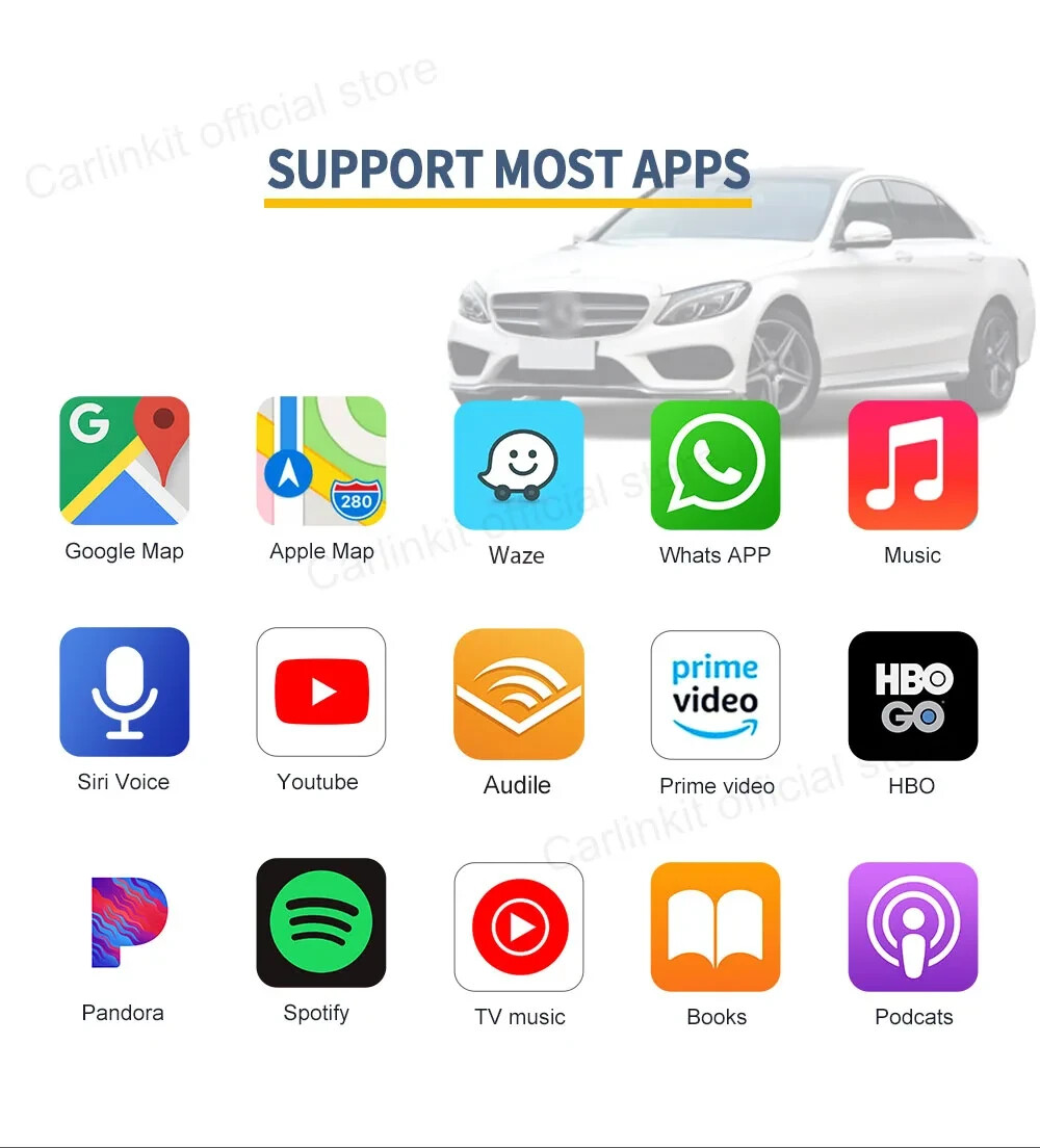 USB CarPlay Dongle Wireless Android Auto Ai Box Mirrorlink Multimedia Bluetooth - Miniatura 21