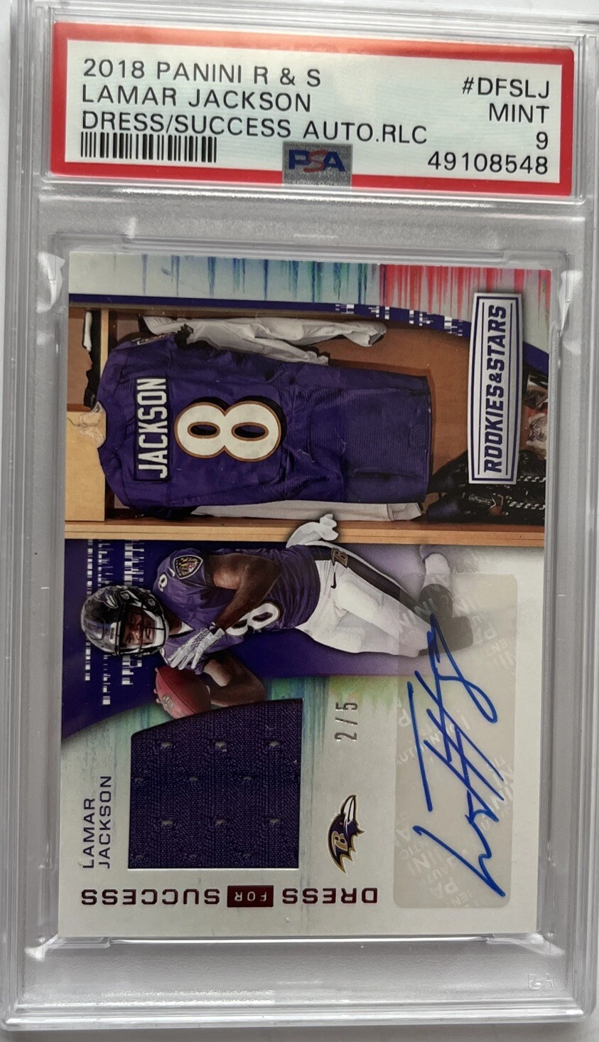 Lamar Jackson Panini Rookies & Stars Dress for Success Autograph Relics #DFSLJ Base
